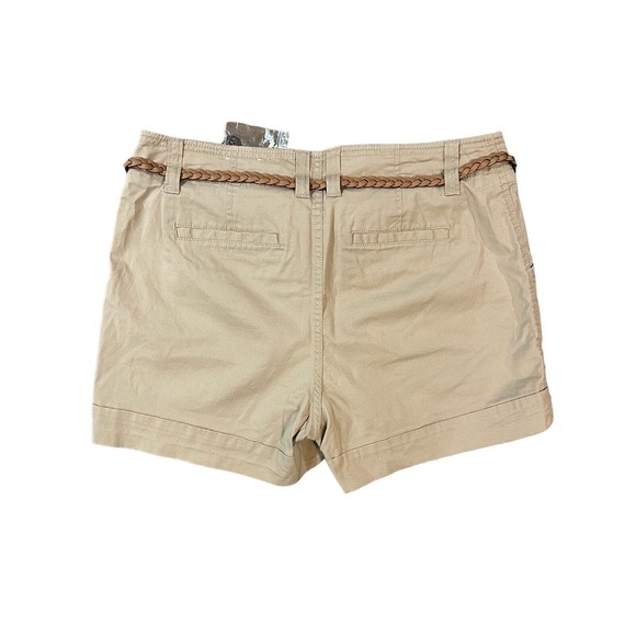 NWT Sonoma Women’s Size 12 Tan Khaki MidRise Belted Modern Short Comfort Stretch - Picture 2 of 16
